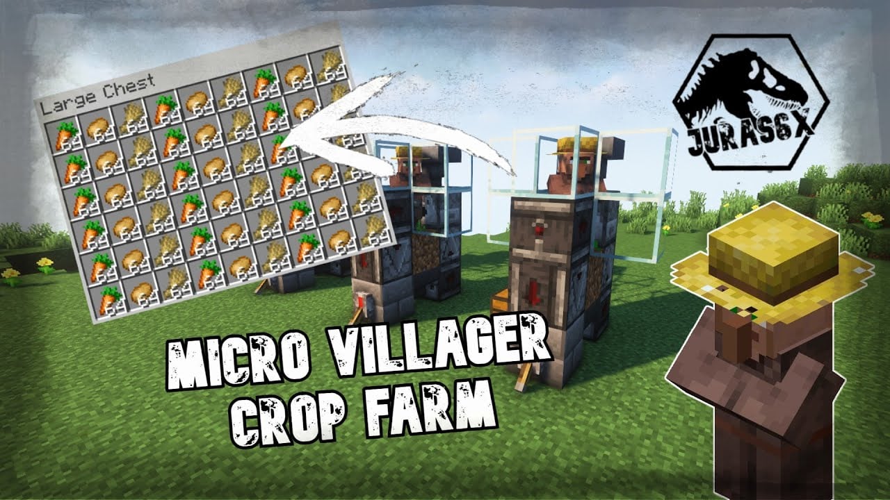 How To Build a Micro Villager Crop Farm - 2.5k+ Carrot/Potato p/hr - Minecraft 1.18