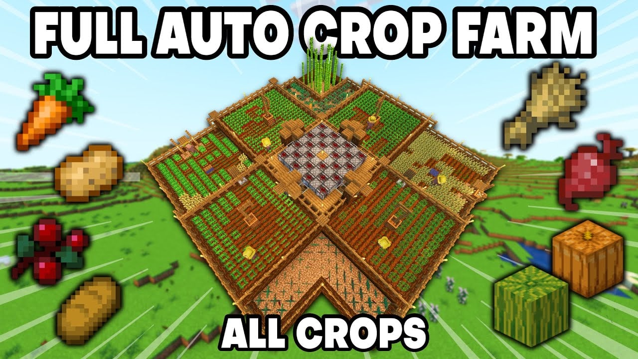 Minecraft Full Auto Emerald Generator - ALL IN ONE CROP FARM