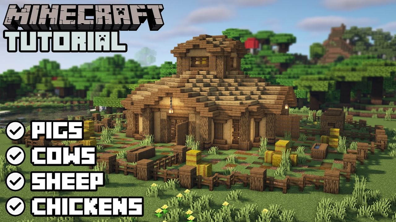 Minecraft - Animal Barn Tutorial (How to Build)