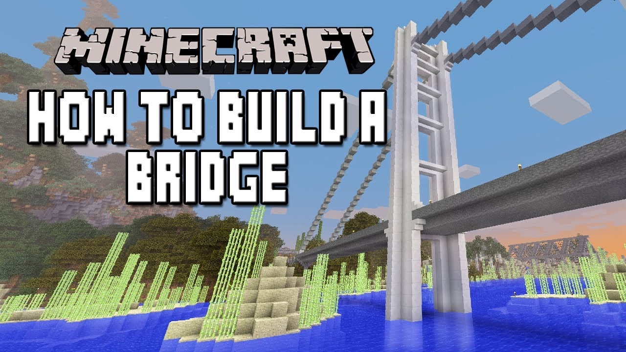 Minecraft Tutorial:   How To Build An Awesome Modern Suspension Bridge   (Part 1)