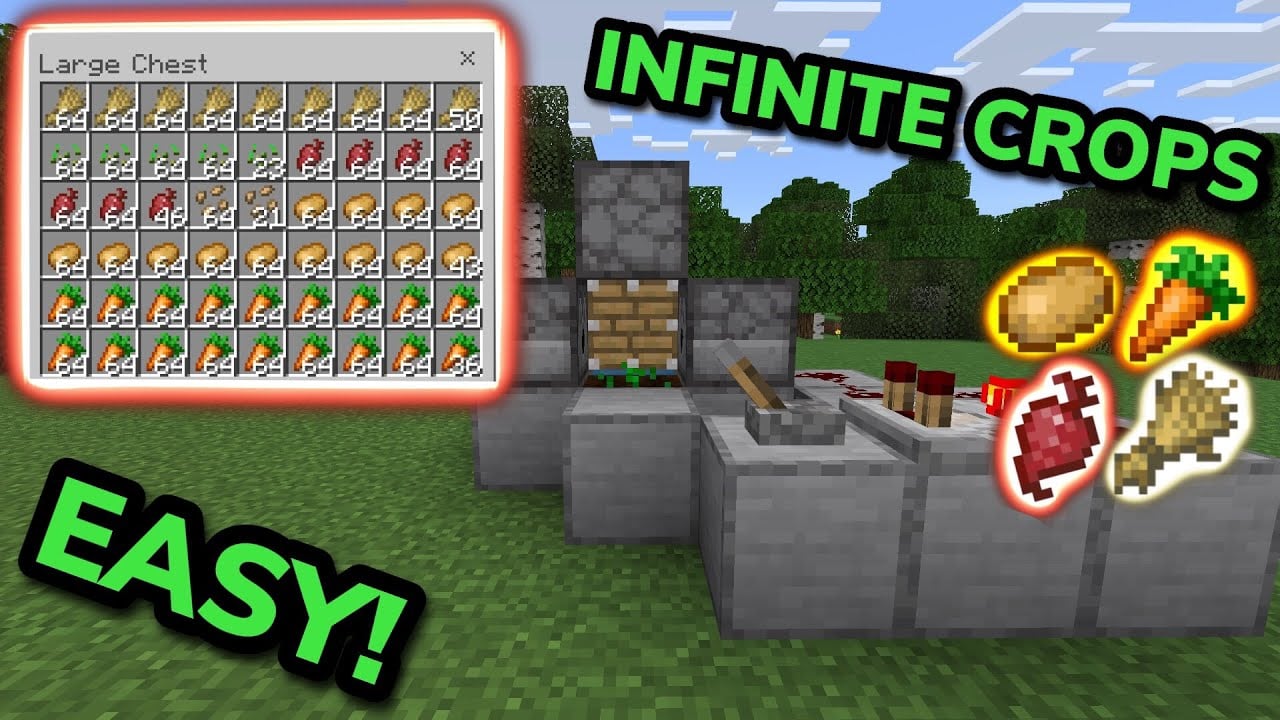 EASIEST 1.18 AUTOMATIC CROP FARM TUTORIAL in Minecraft Bedrock (MCPE/Xbox/PS4/Nintendo Switch/PC)