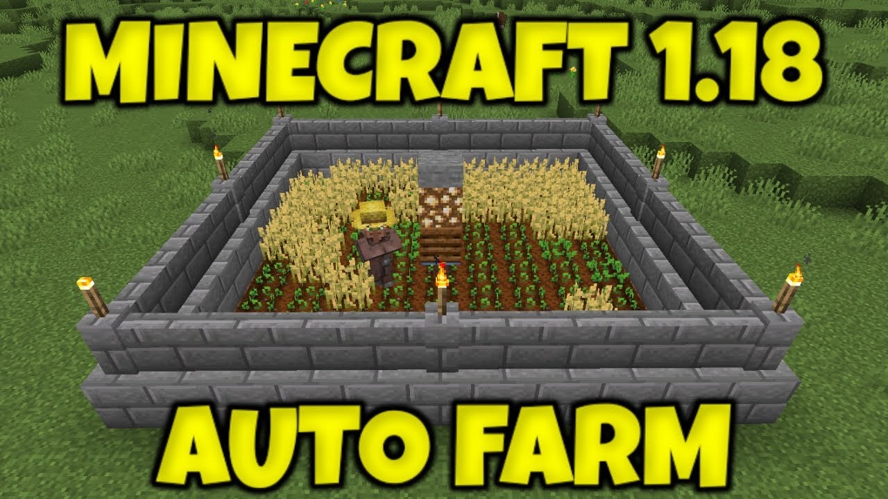 Minecraft 1.18 EASY Auto Wheat Farm Tutorial | Works with Carrots, Potato, Beetroot |