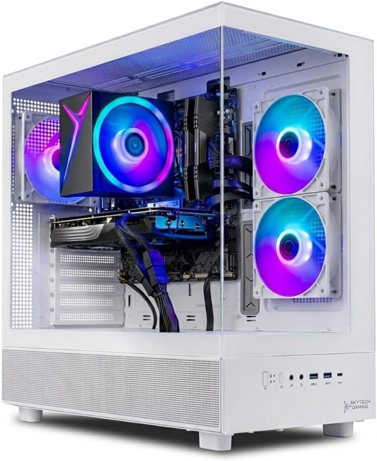Skytech Gaming Azure 3 Gaming PC, AMD Ryzen 5 9600X 3.9GHz, NVIDIA RTX 5060 Ti 16GB VRAM, 1TB NVMe SSD, 16GB DDR5 RAM 6000, 650W Gold PSU