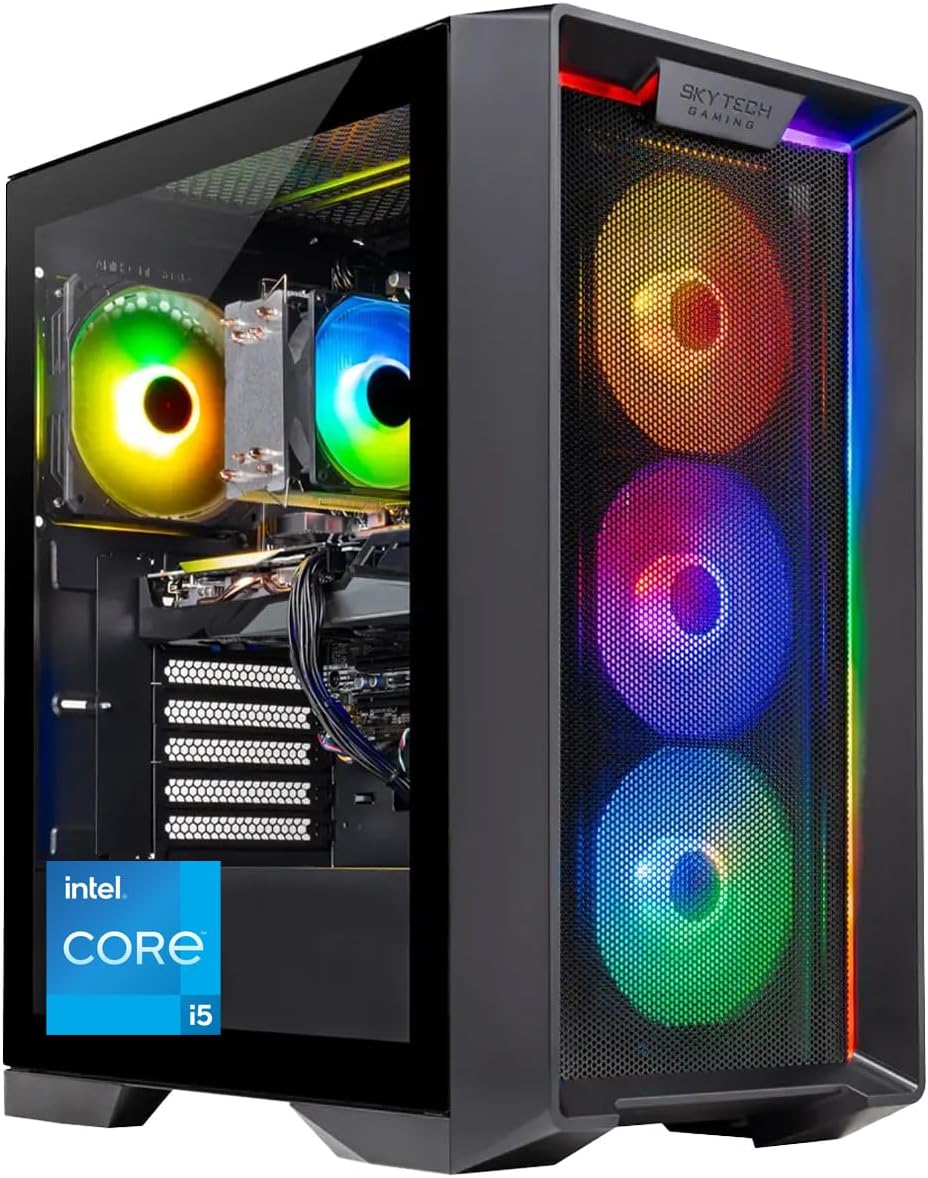 Skytech Gaming Nebula Gaming PC, Intel i5 14400F 2.5GHz, NVIDIA RTX 5060, 1TB NVMe SSD, 16GB DDR5 RAM 6000, 650W Gold PSU
