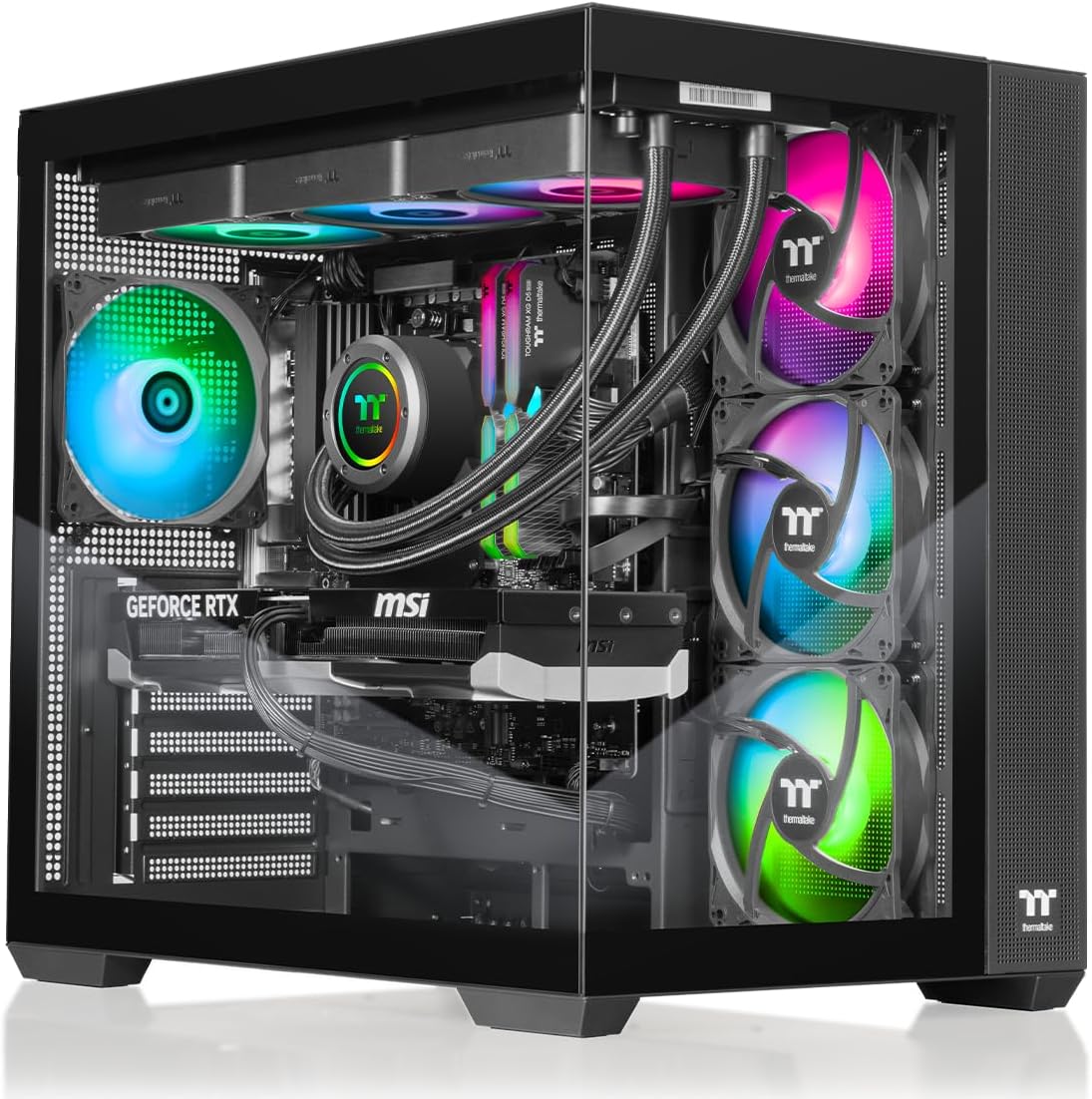 Thermaltake LCGS View 9880-380 Gaming Desktop - AMD Ryzen™ 7 9800X3D, ToughRam 32GB DDR5 6400MTs RGB Memory, NVIDIA® GeForce RTX™ 5080, 1TB NVMe M.2